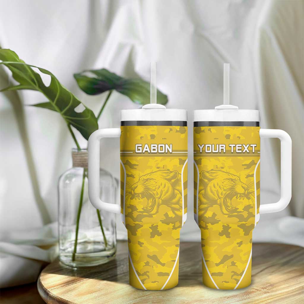 Custom Gabon Football Tumbler With Handle Go Les Pantheres LT15
