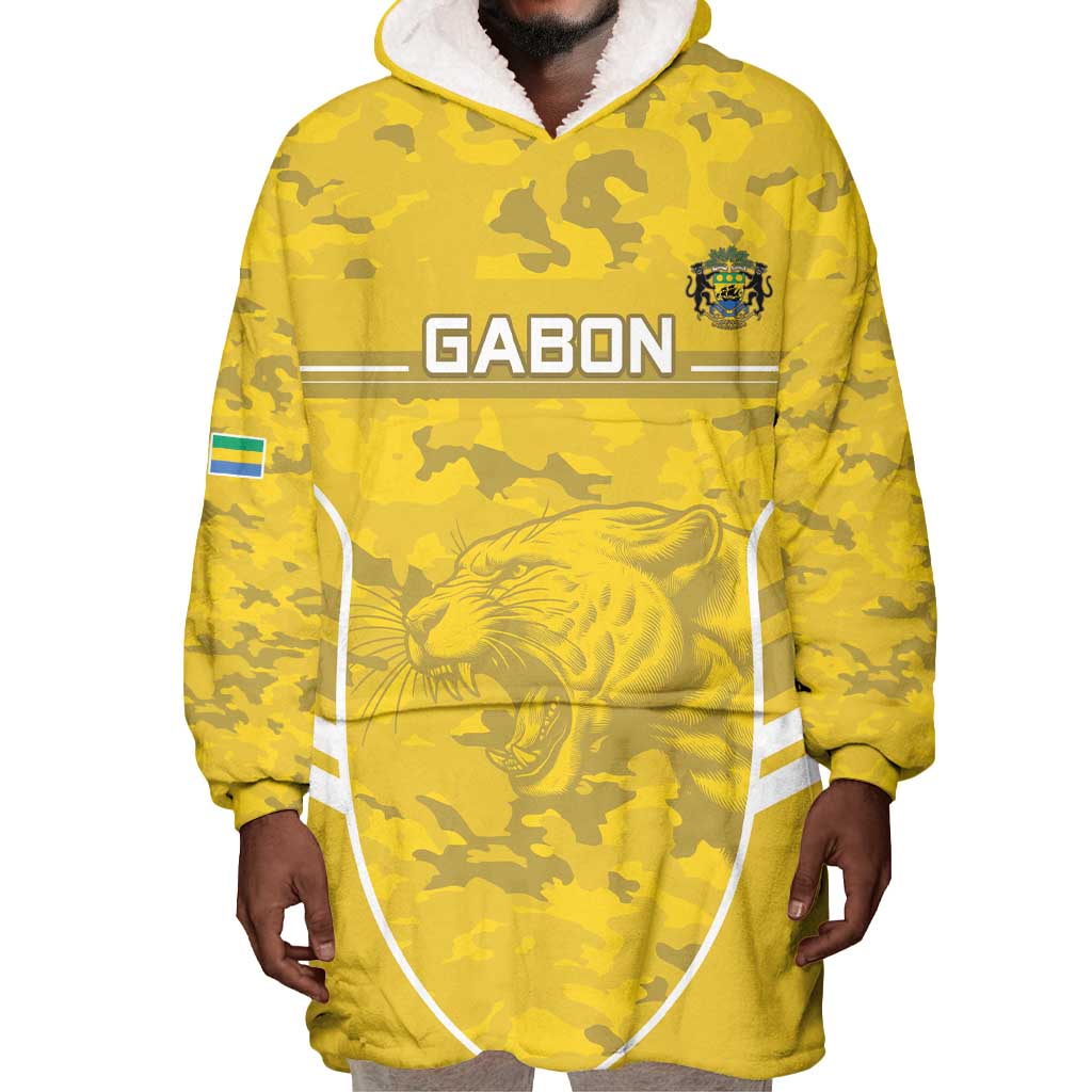 Custom Gabon Football Wearable Blanket Hoodie Go Les Pantheres LT15