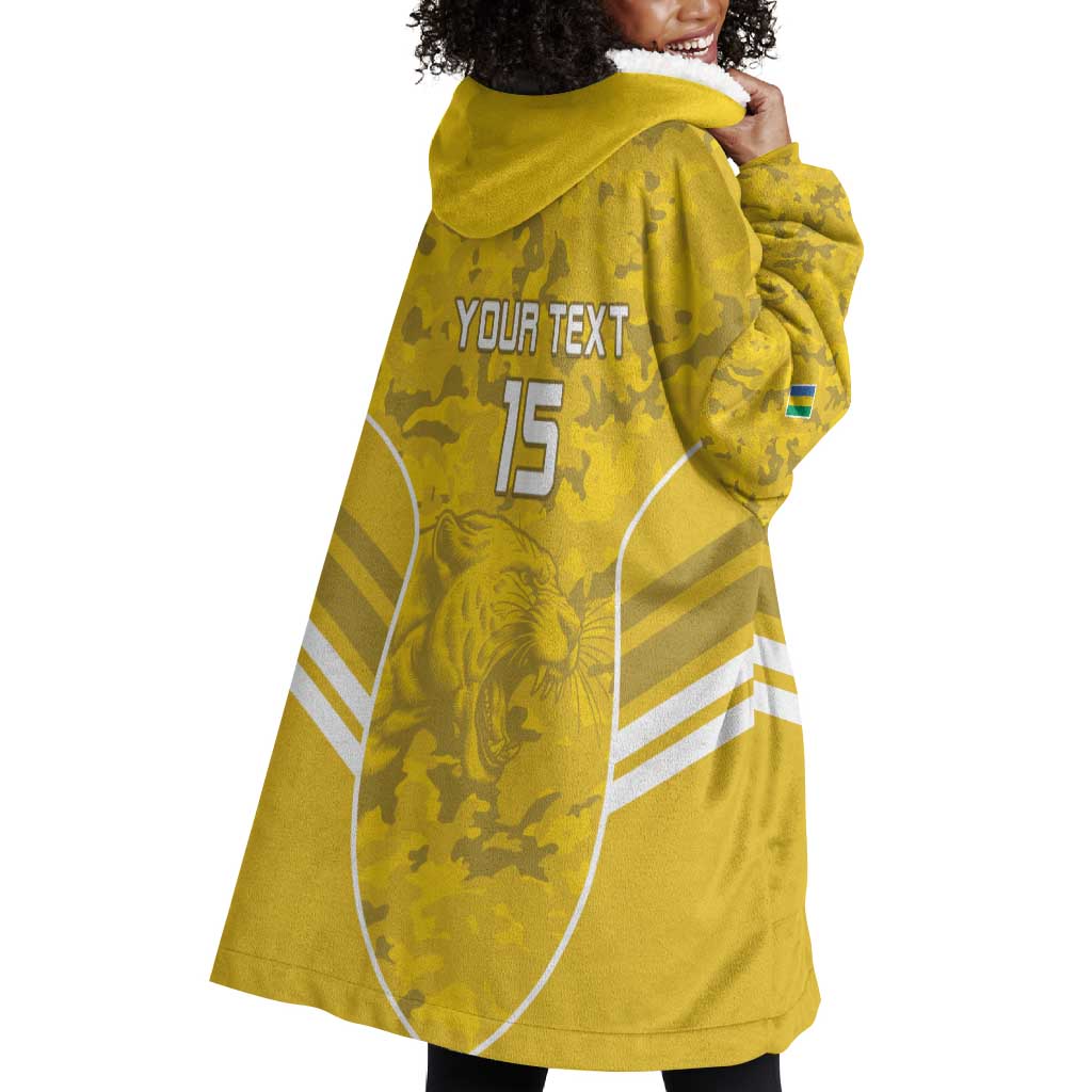 Custom Gabon Football Wearable Blanket Hoodie Go Les Pantheres LT15