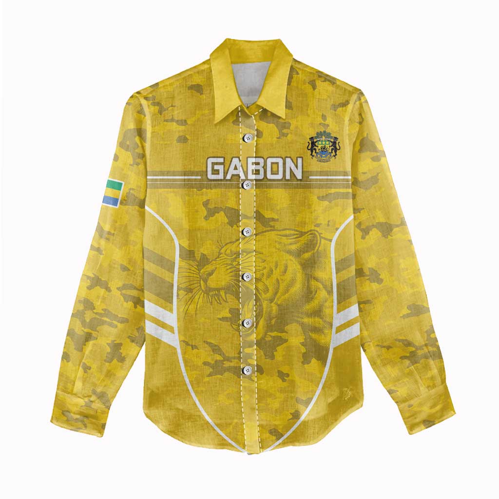 Custom Gabon Football Women Casual Shirt Go Les Pantheres LT15