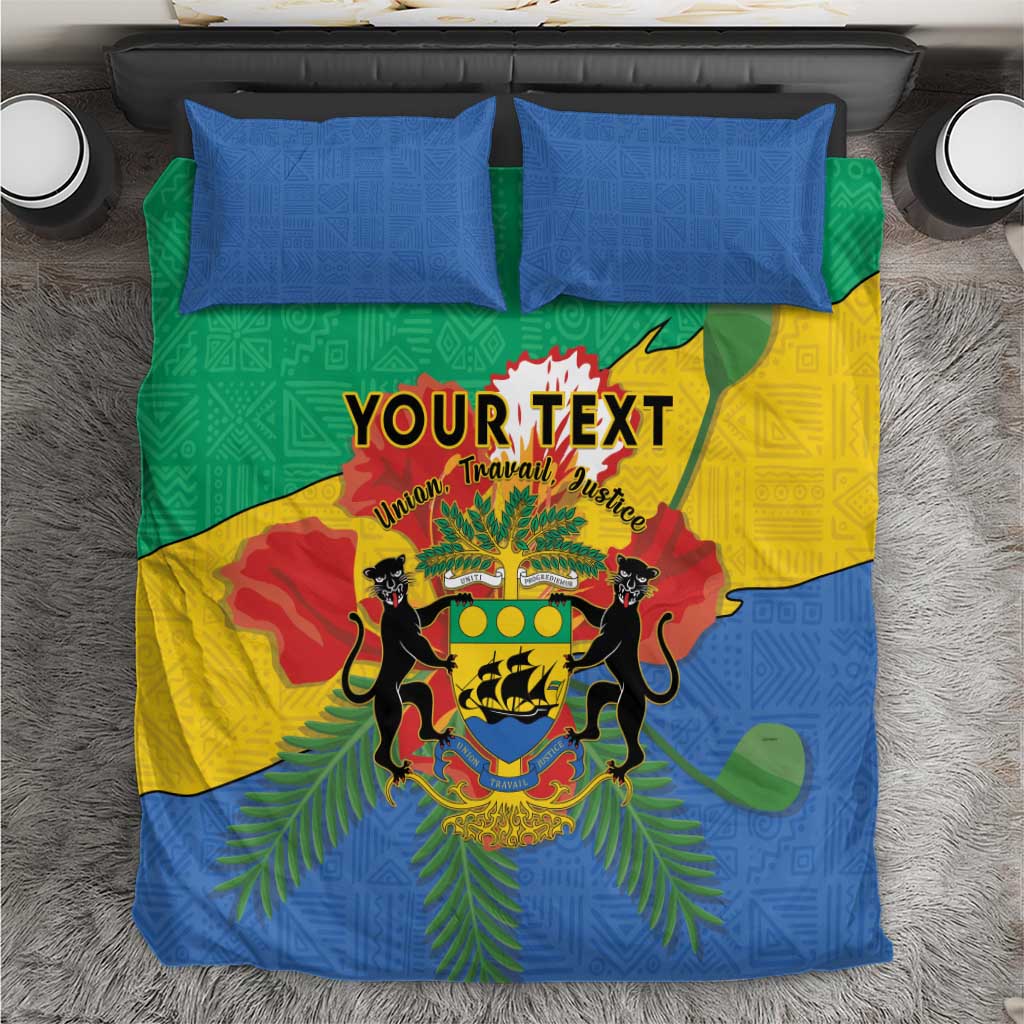 Personalised Afro Gabon Bedding Set Gabonese Union Travail and Justice LT15