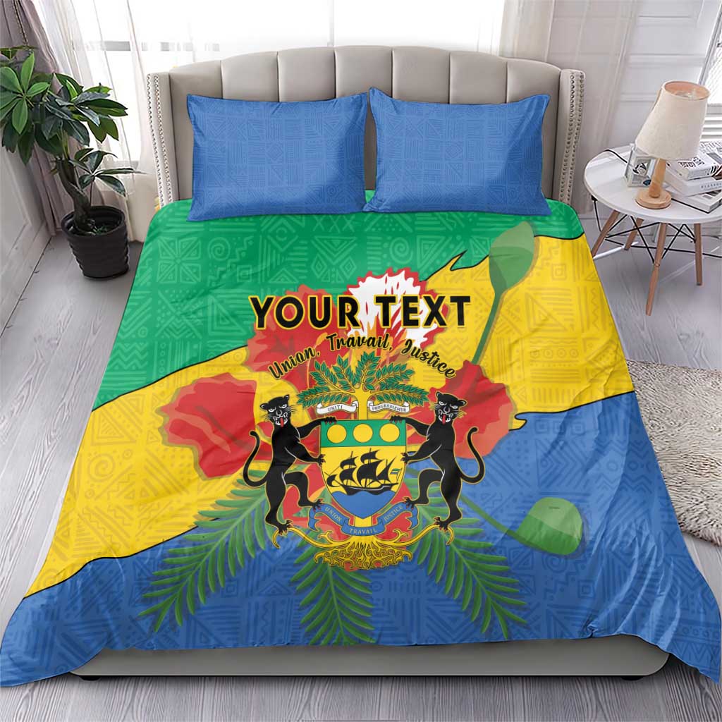 Personalised Afro Gabon Bedding Set Gabonese Union Travail and Justice LT15