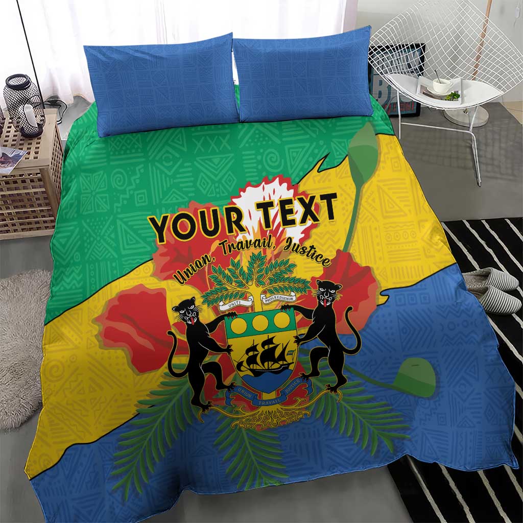 Personalised Afro Gabon Bedding Set Gabonese Union Travail and Justice LT15