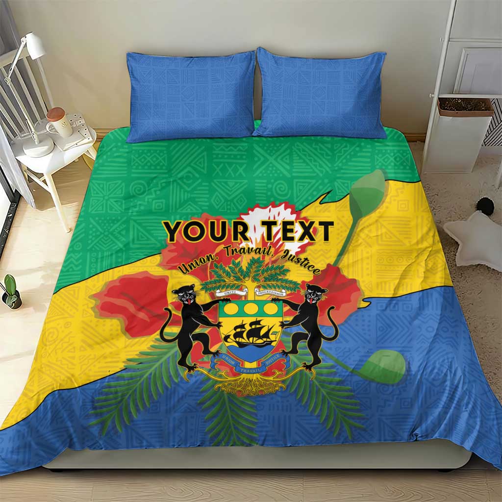 Personalised Afro Gabon Bedding Set Gabonese Union Travail and Justice LT15