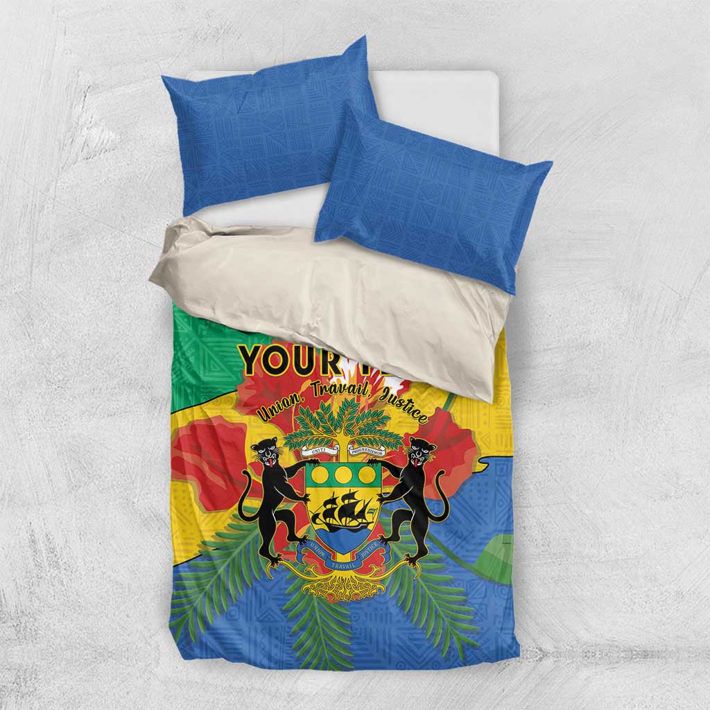 Personalised Afro Gabon Bedding Set Gabonese Union Travail and Justice LT15