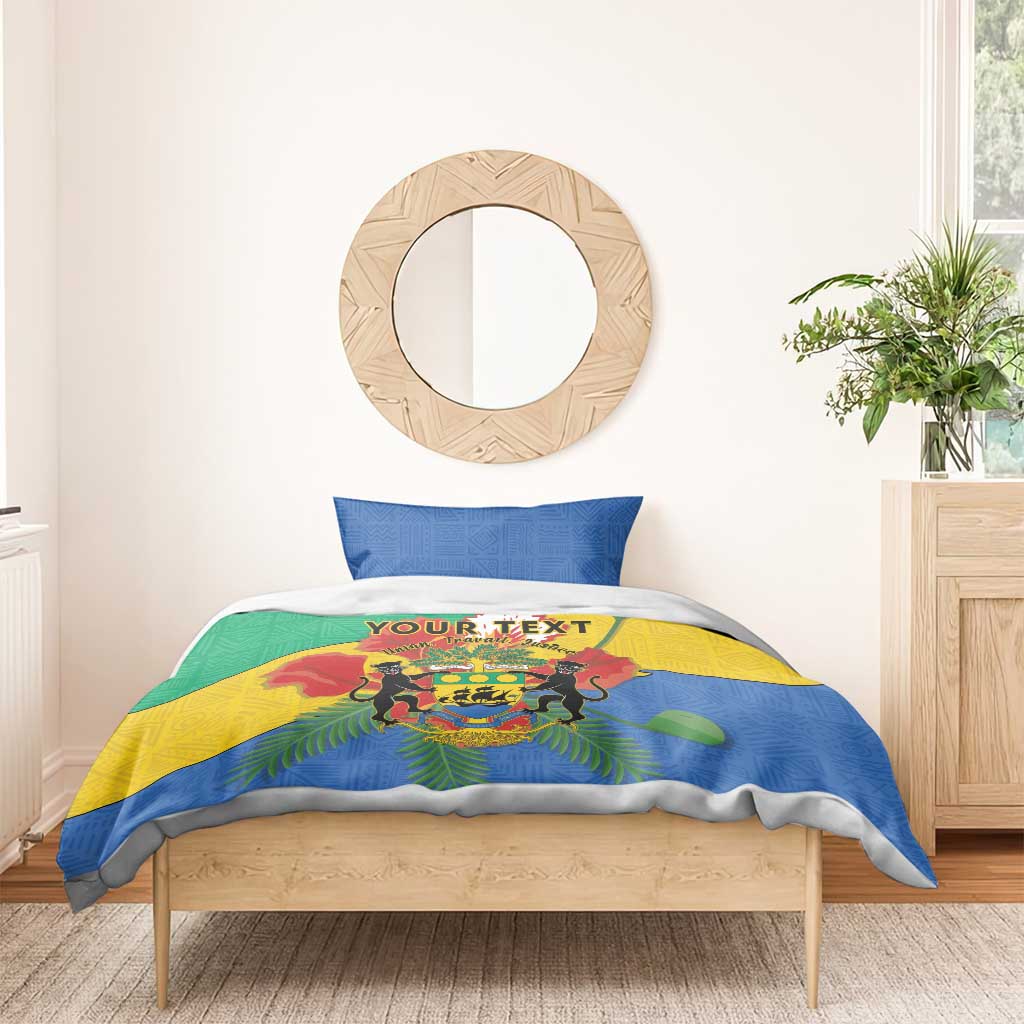 Personalised Afro Gabon Bedding Set Gabonese Union Travail and Justice LT15