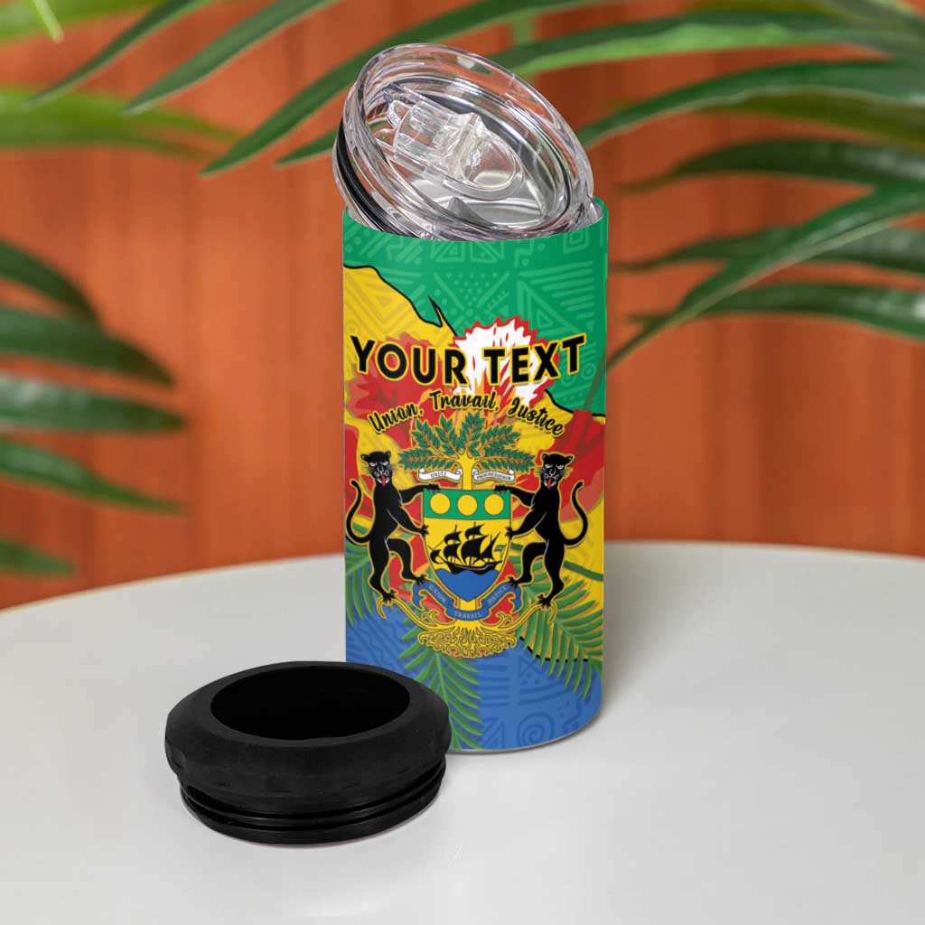 Personalised Afro Gabon 4 in 1 Can Cooler Tumbler Gabonese Union Travail and Justice LT15
