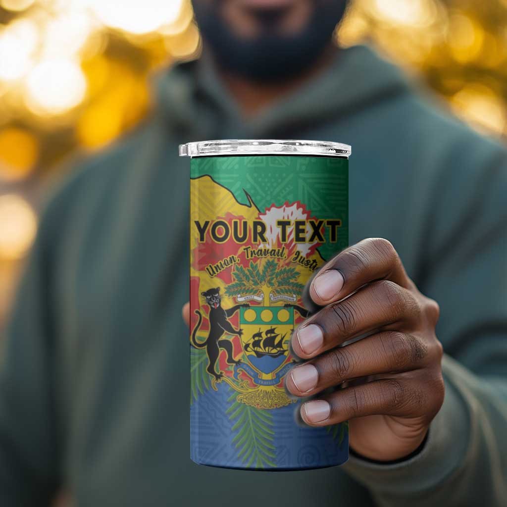 Personalised Afro Gabon 4 in 1 Can Cooler Tumbler Gabonese Union Travail and Justice LT15