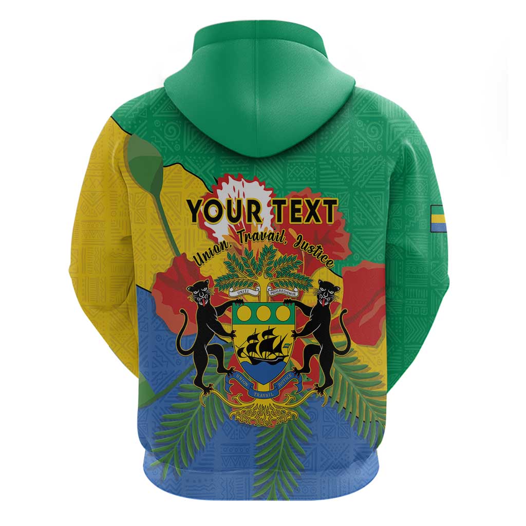 Personalised Gabon Hoodie Coat Of Arms With African Pattern LT15