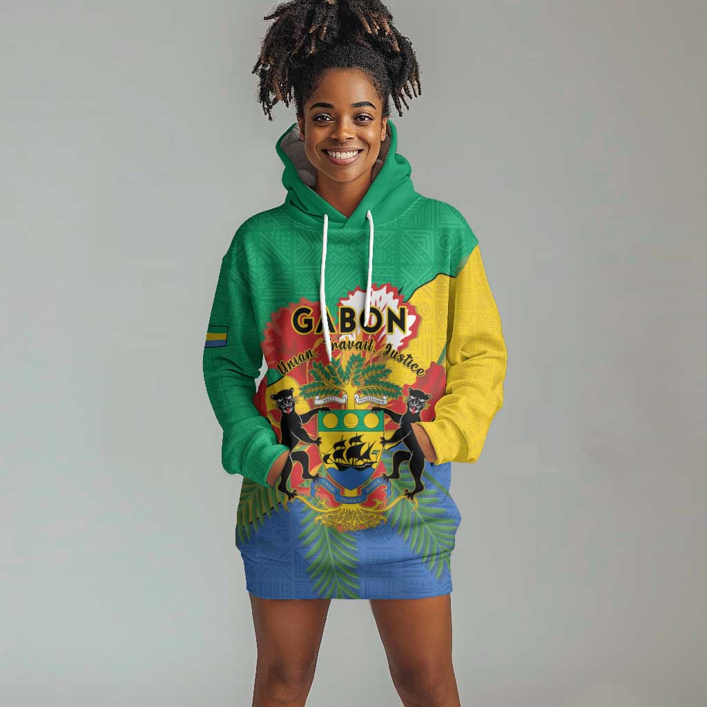 Personalised Afro Gabon Hoodie Dress Gabonese Union Travail and Justice LT15