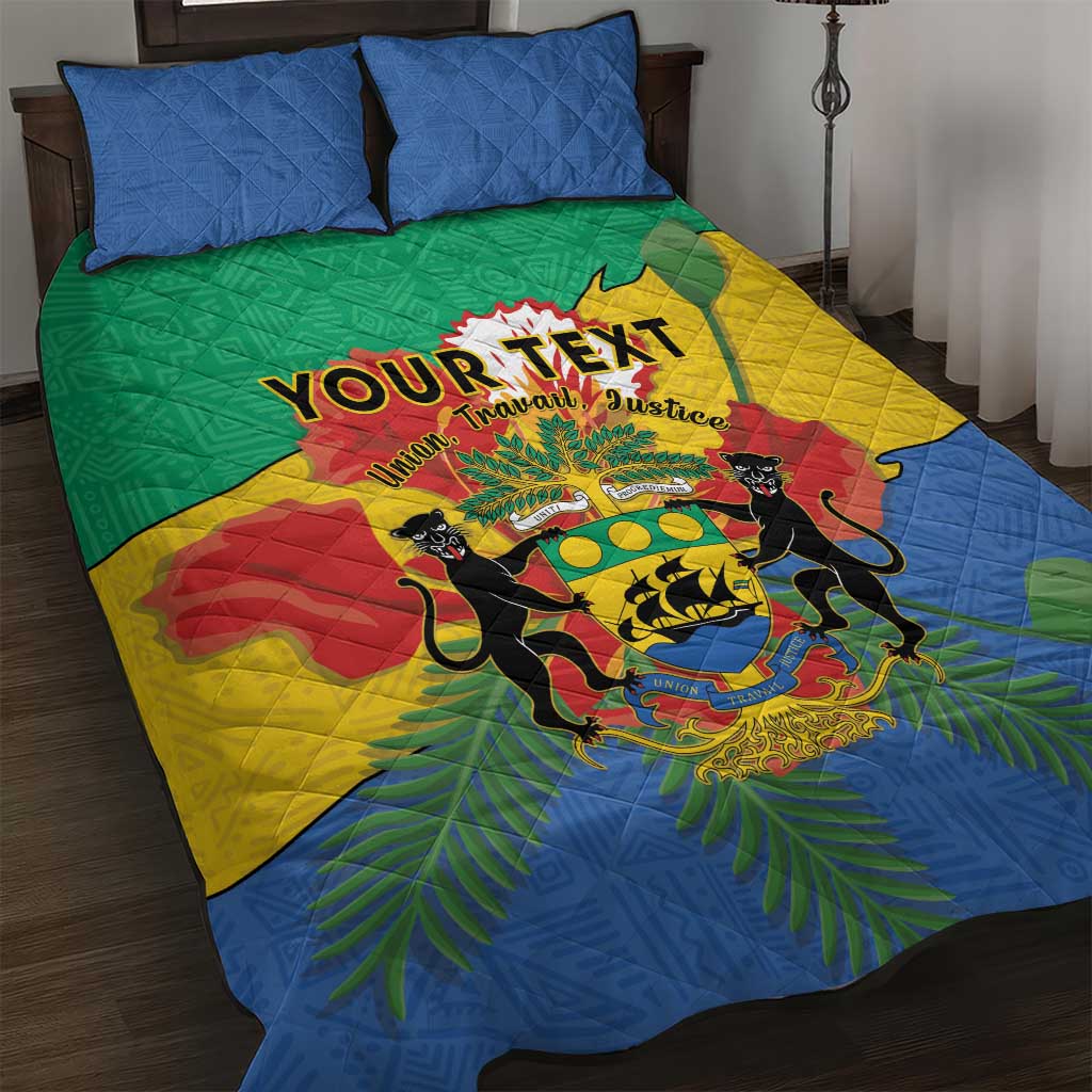 Personalised Afro Gabon Quilt Bed Set Gabonese Union Travail and Justice LT15