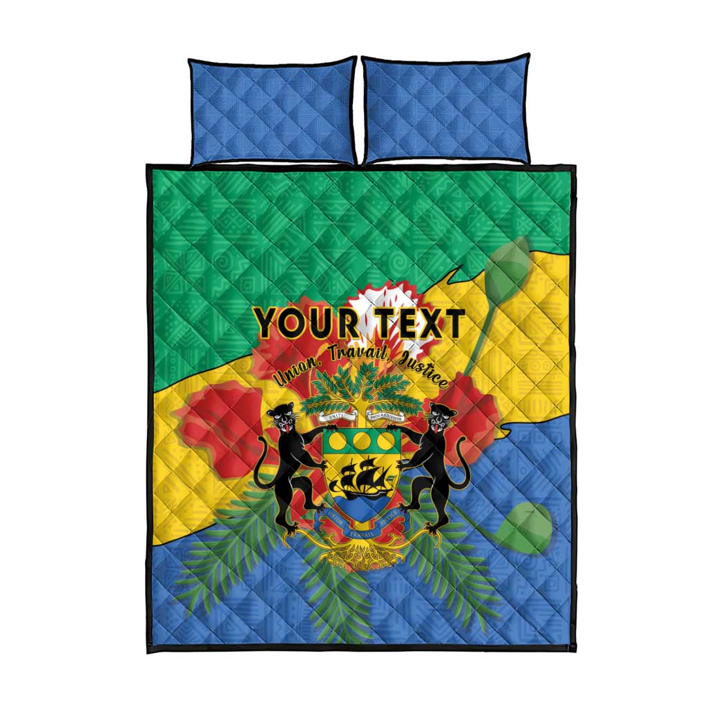 Personalised Afro Gabon Quilt Bed Set Gabonese Union Travail and Justice LT15