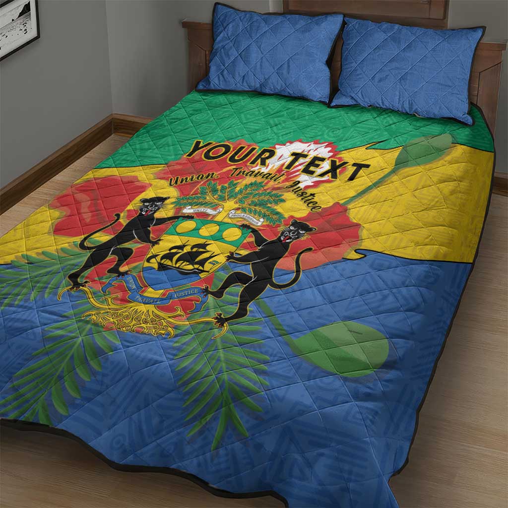 Personalised Afro Gabon Quilt Bed Set Gabonese Union Travail and Justice LT15
