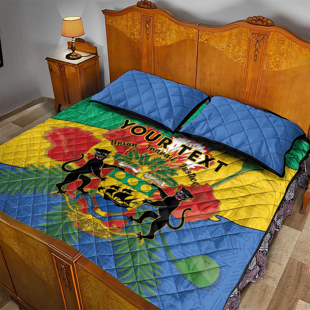 Personalised Afro Gabon Quilt Bed Set Gabonese Union Travail and Justice LT15