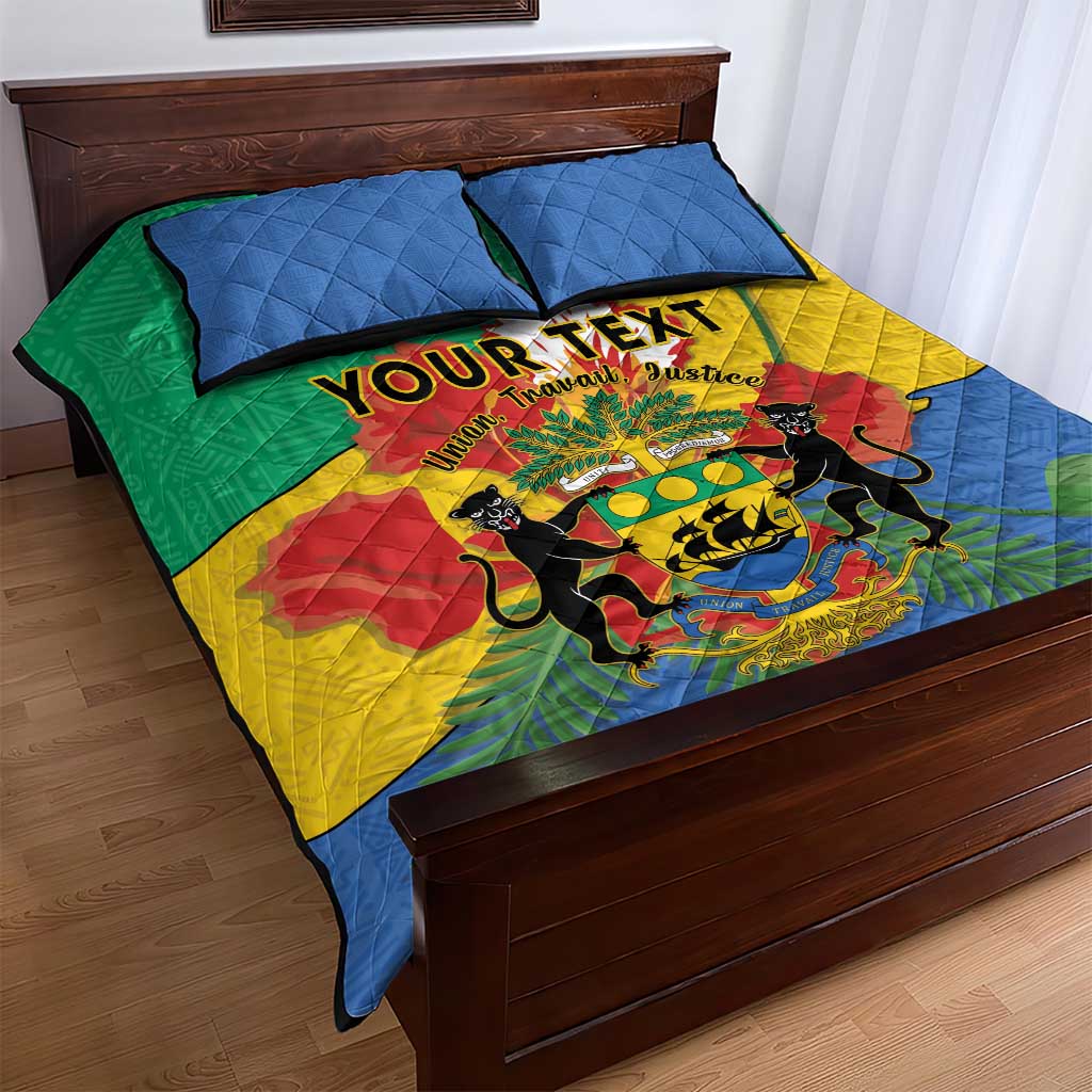 Personalised Afro Gabon Quilt Bed Set Gabonese Union Travail and Justice LT15