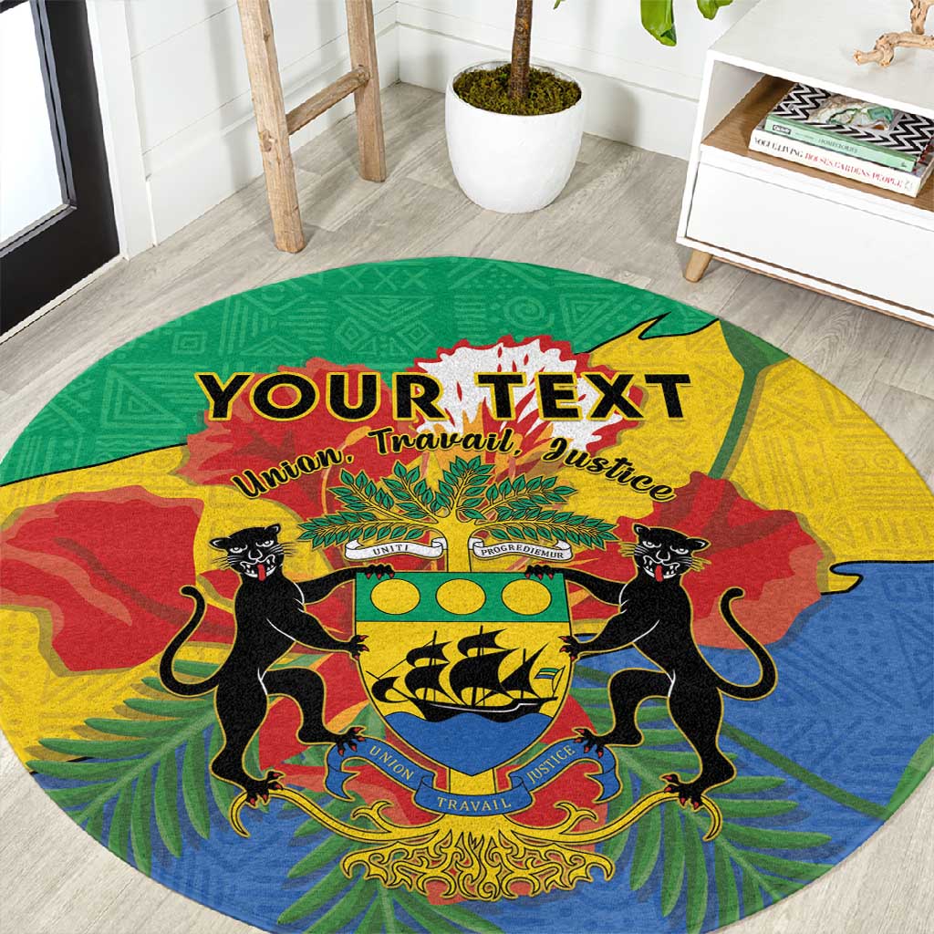 Personalised Afro Gabon Round Carpet Gabonese Union Travail and Justice LT15