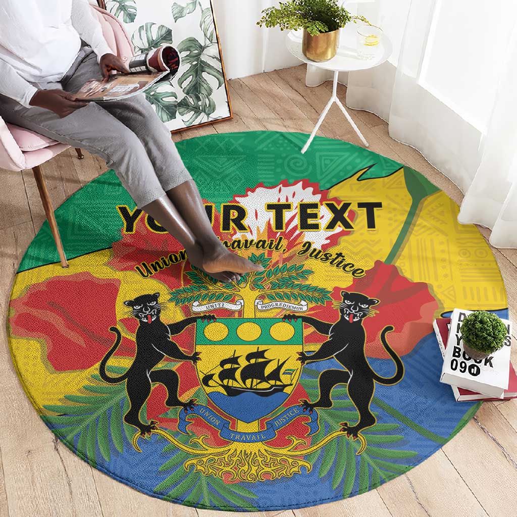 Personalised Afro Gabon Round Carpet Gabonese Union Travail and Justice LT15