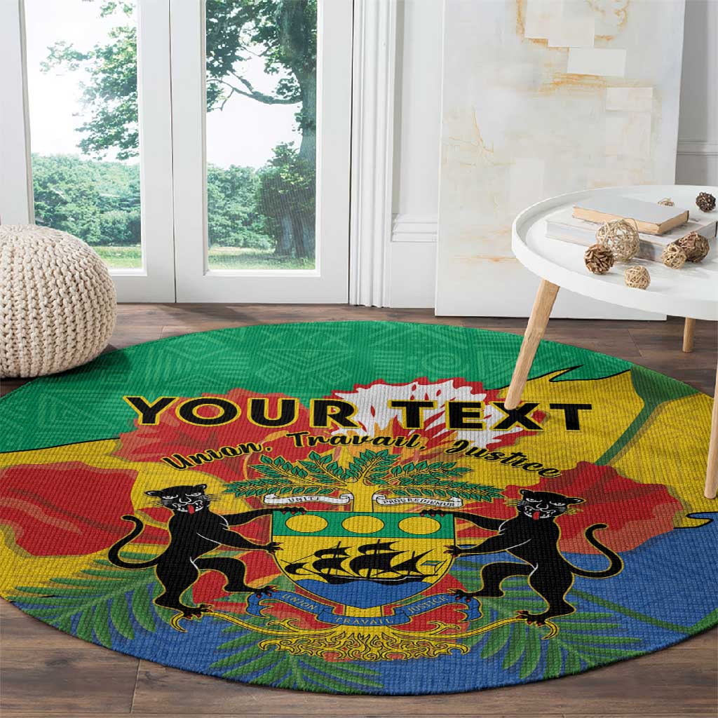 Personalised Afro Gabon Round Carpet Gabonese Union Travail and Justice LT15