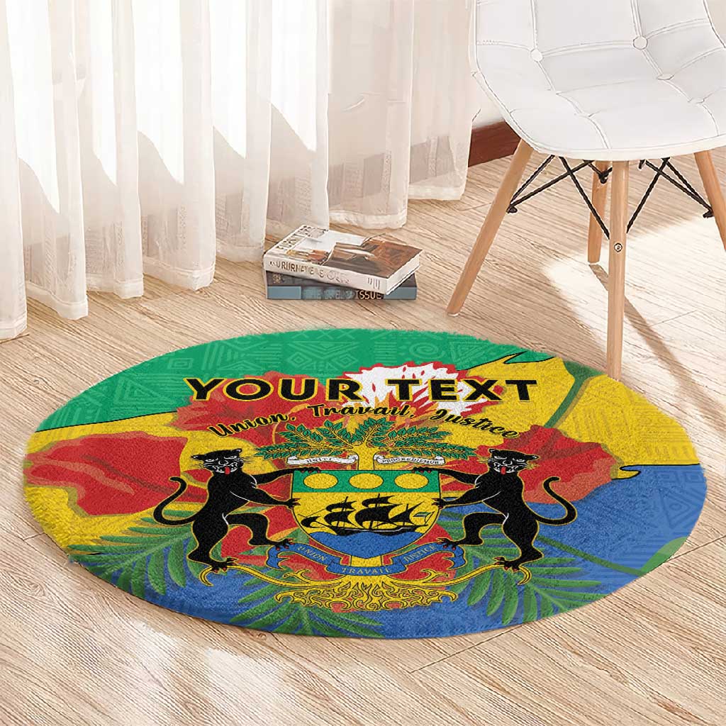 Personalised Afro Gabon Round Carpet Gabonese Union Travail and Justice LT15