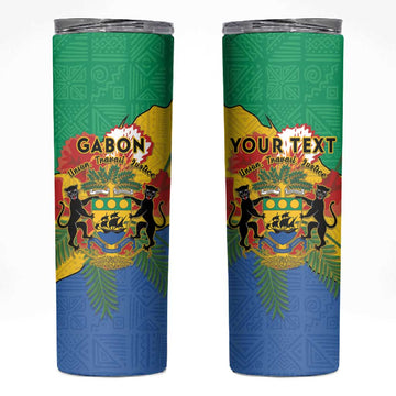 Personalised Afro Gabon Skinny Tumbler Gabonese Union Travail and Justice LT15