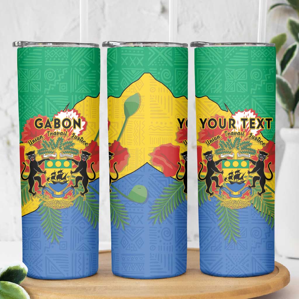 Personalised Afro Gabon Skinny Tumbler Gabonese Union Travail and Justice LT15