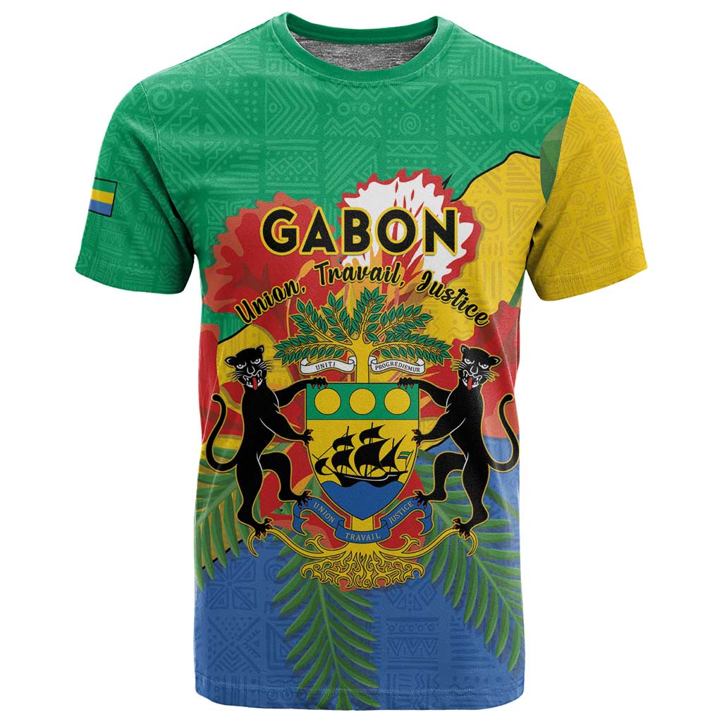 Personalised Afro Gabon T shirt Gabonese Union Travail and Justice LT15