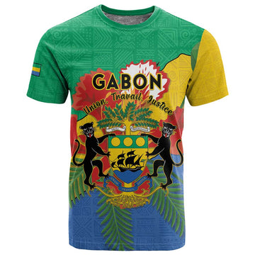 Personalised Afro Gabon T shirt Gabonese Union Travail and Justice LT15