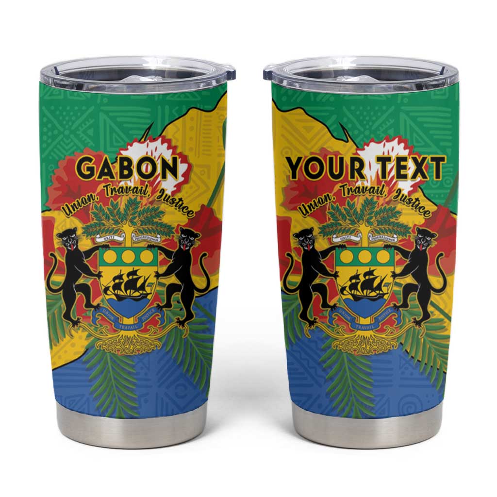 Personalised Afro Gabon Tumbler Cup Gabonese Union Travail and Justice LT15
