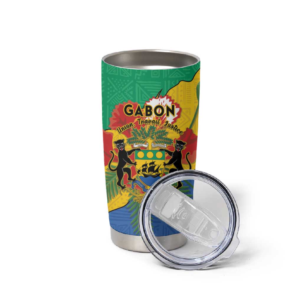 Personalised Afro Gabon Tumbler Cup Gabonese Union Travail and Justice LT15