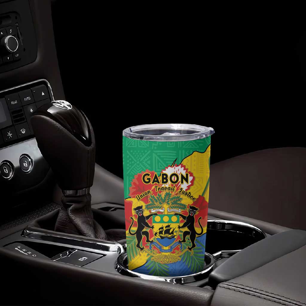 Personalised Afro Gabon Tumbler Cup Gabonese Union Travail and Justice LT15