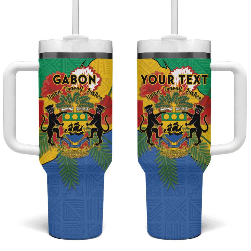 Personalised Afro Gabon Tumbler With Handle Gabonese Union Travail and Justice LT15