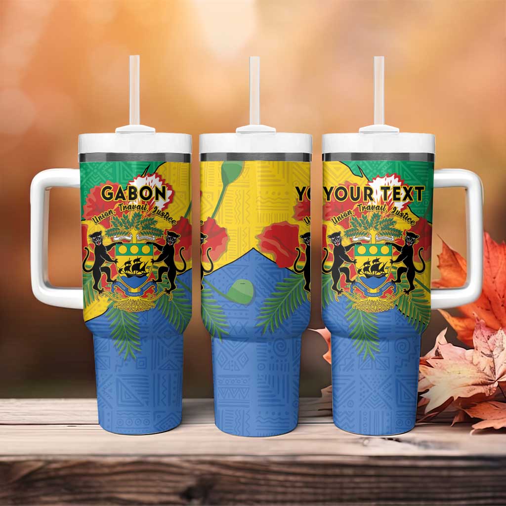 Personalised Afro Gabon Tumbler With Handle Gabonese Union Travail and Justice LT15