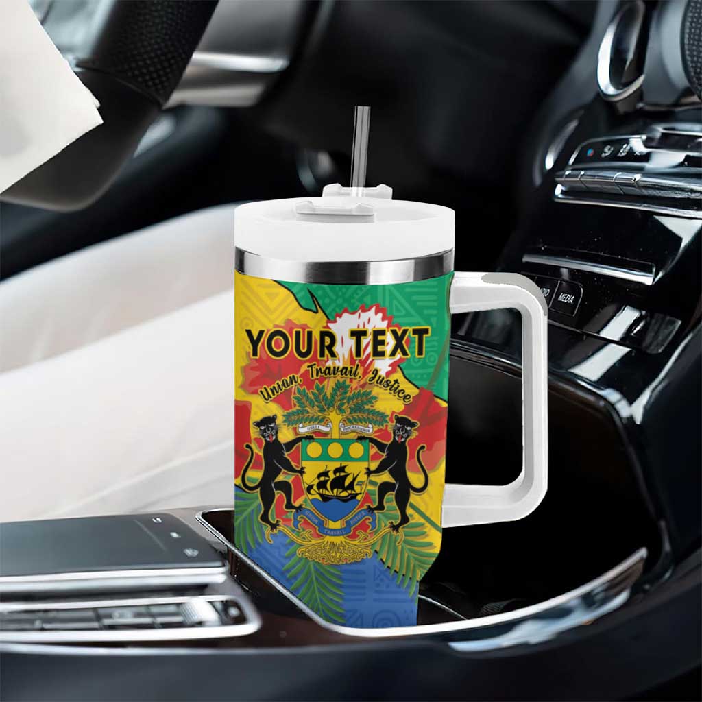 Personalised Afro Gabon Tumbler With Handle Gabonese Union Travail and Justice LT15