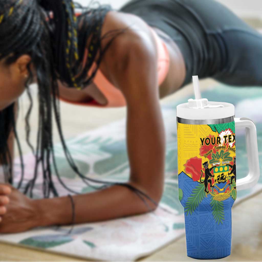 Personalised Afro Gabon Tumbler With Handle Gabonese Union Travail and Justice LT15
