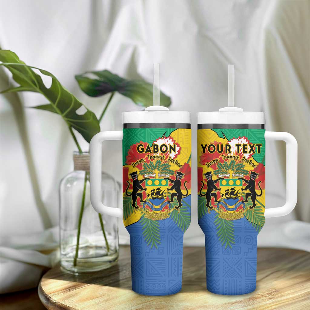 Personalised Afro Gabon Tumbler With Handle Gabonese Union Travail and Justice LT15