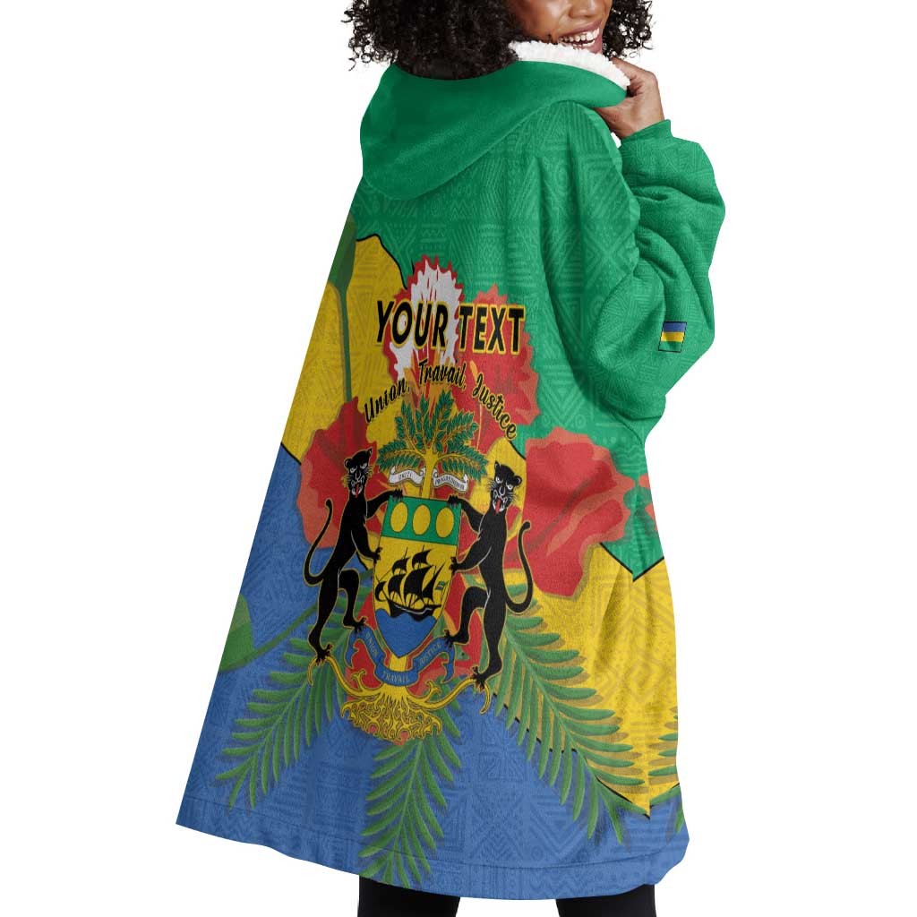 Personalised Afro Gabon Wearable Blanket Hoodie Gabonese Union Travail and Justice LT15