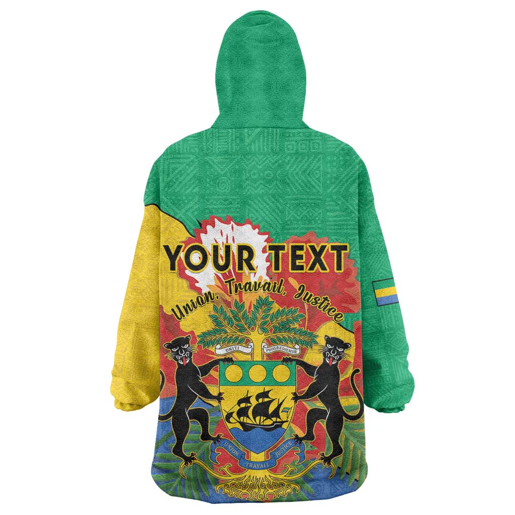 Personalised Afro Gabon Wearable Blanket Hoodie Gabonese Union Travail and Justice LT15