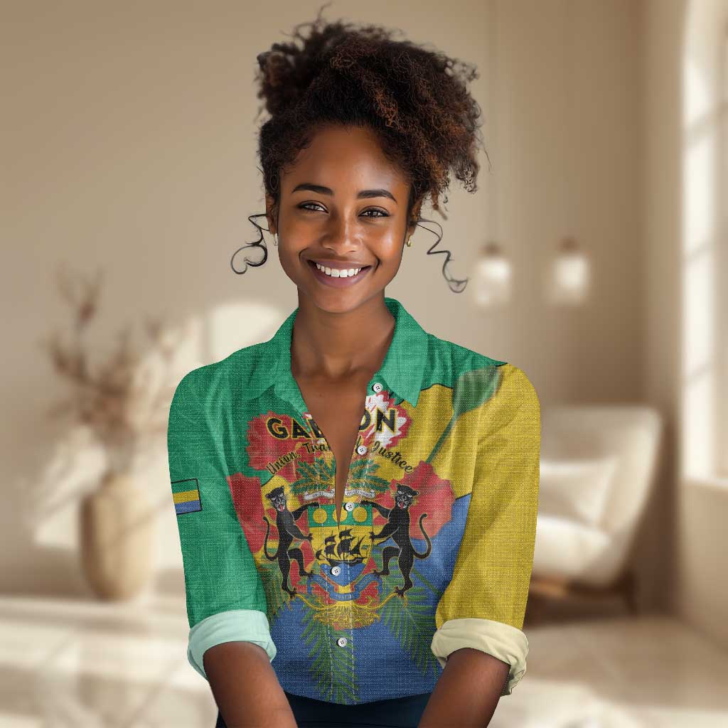 Personalised Afro Gabon Women Casual Shirt Gabonese Union Travail and Justice LT15