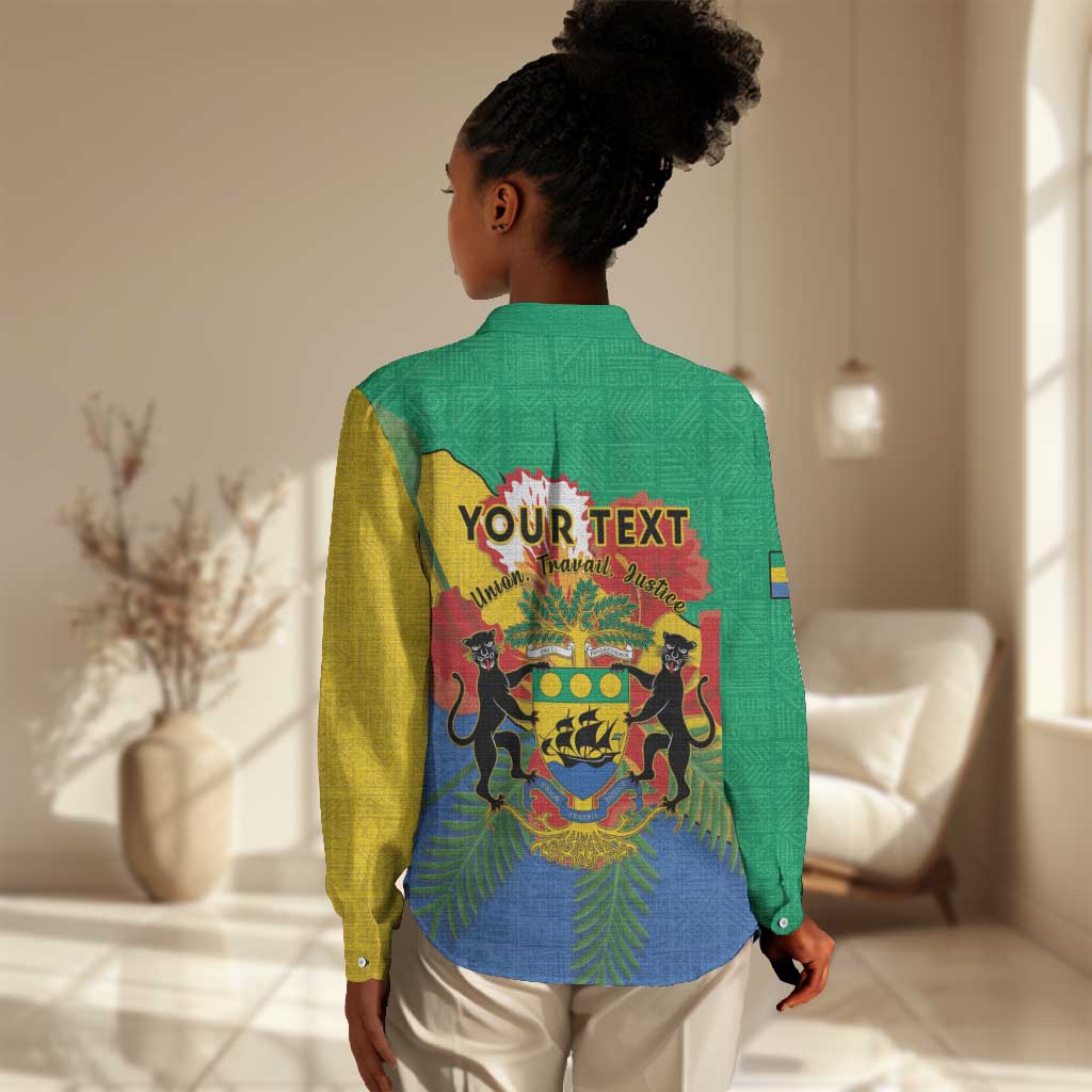 Personalised Afro Gabon Women Casual Shirt Gabonese Union Travail and Justice LT15
