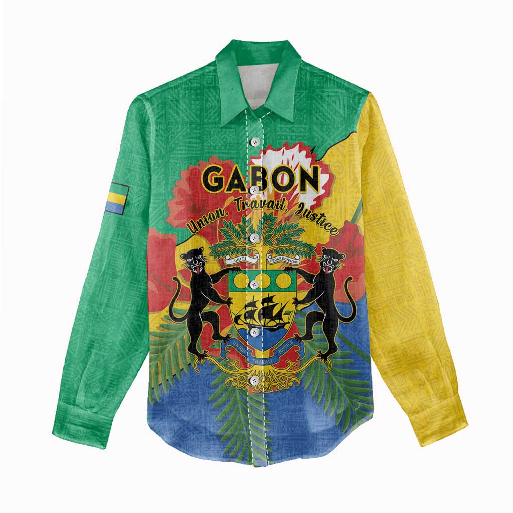 Personalised Afro Gabon Women Casual Shirt Gabonese Union Travail and Justice LT15