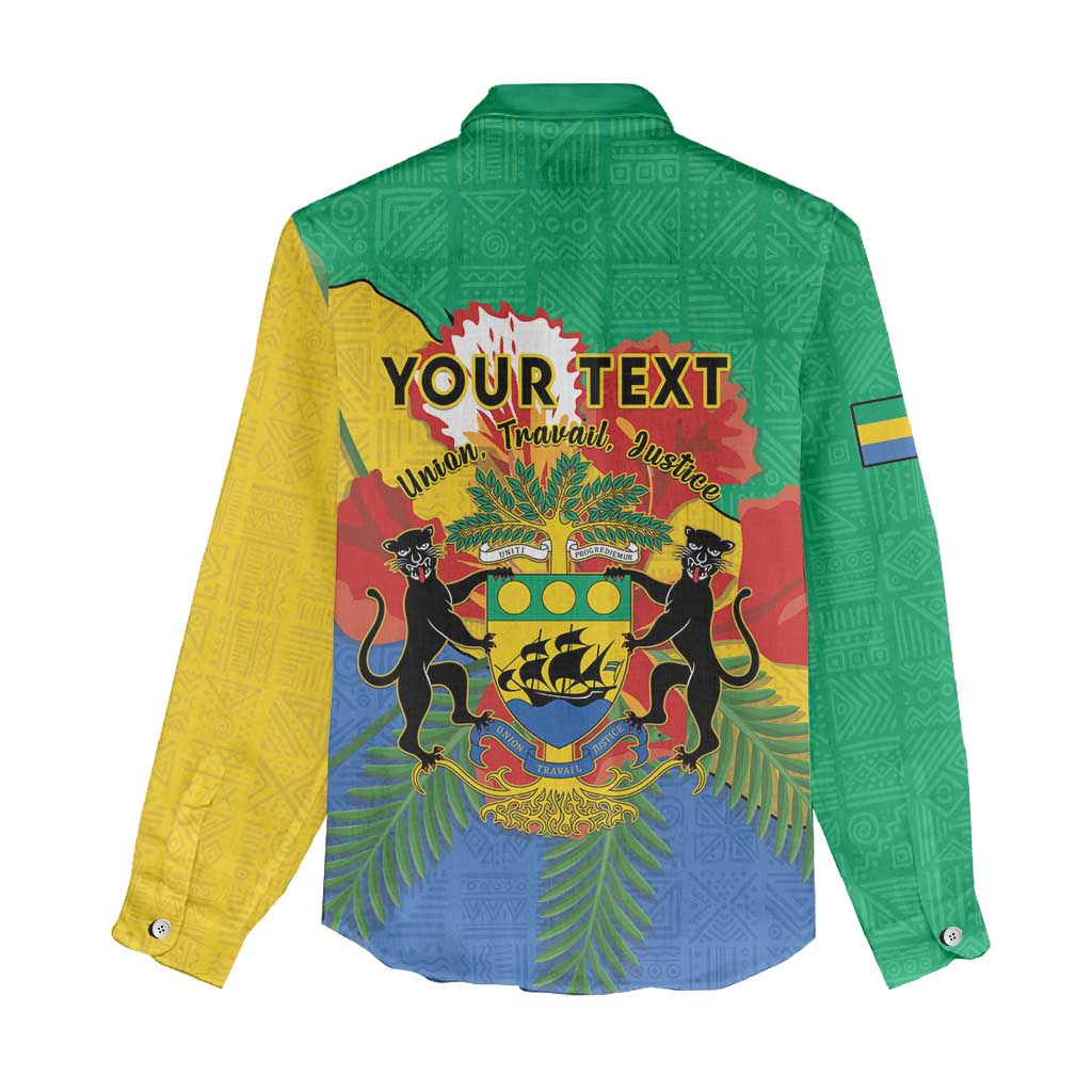 Personalised Afro Gabon Women Casual Shirt Gabonese Union Travail and Justice LT15