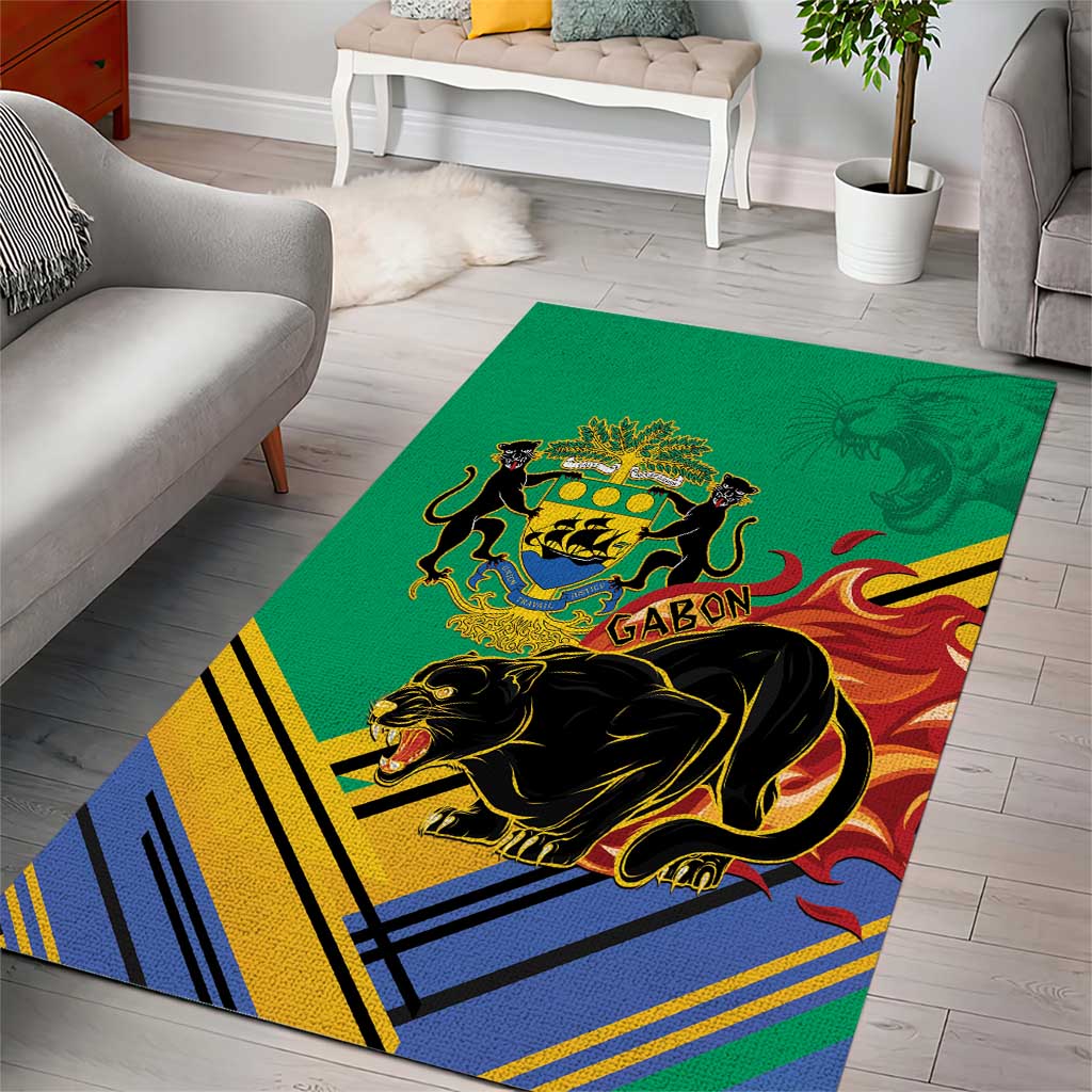 Afro Gabon Area Rug Black Panther With Coat Of Arms LT15