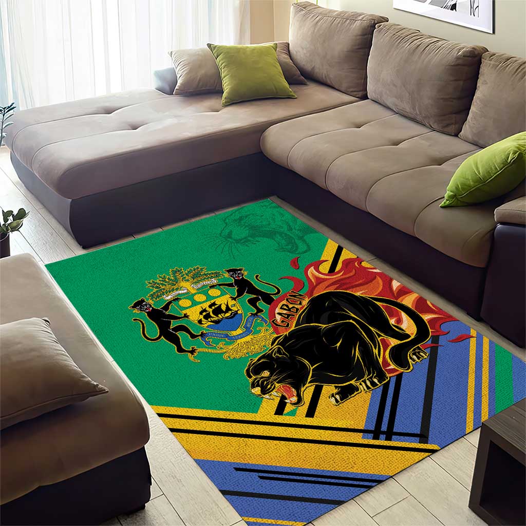 Afro Gabon Area Rug Black Panther With Coat Of Arms LT15