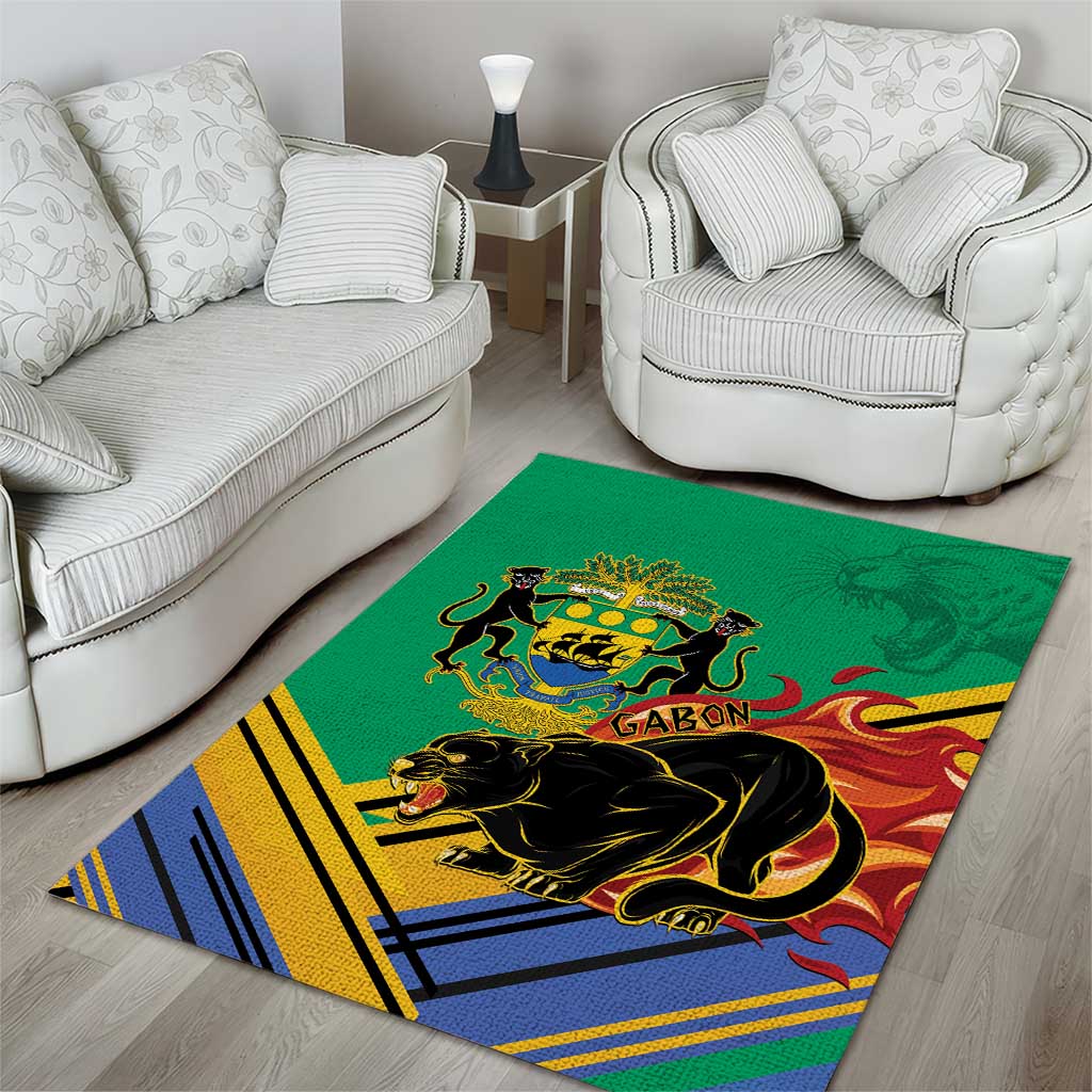 Afro Gabon Area Rug Black Panther With Coat Of Arms LT15