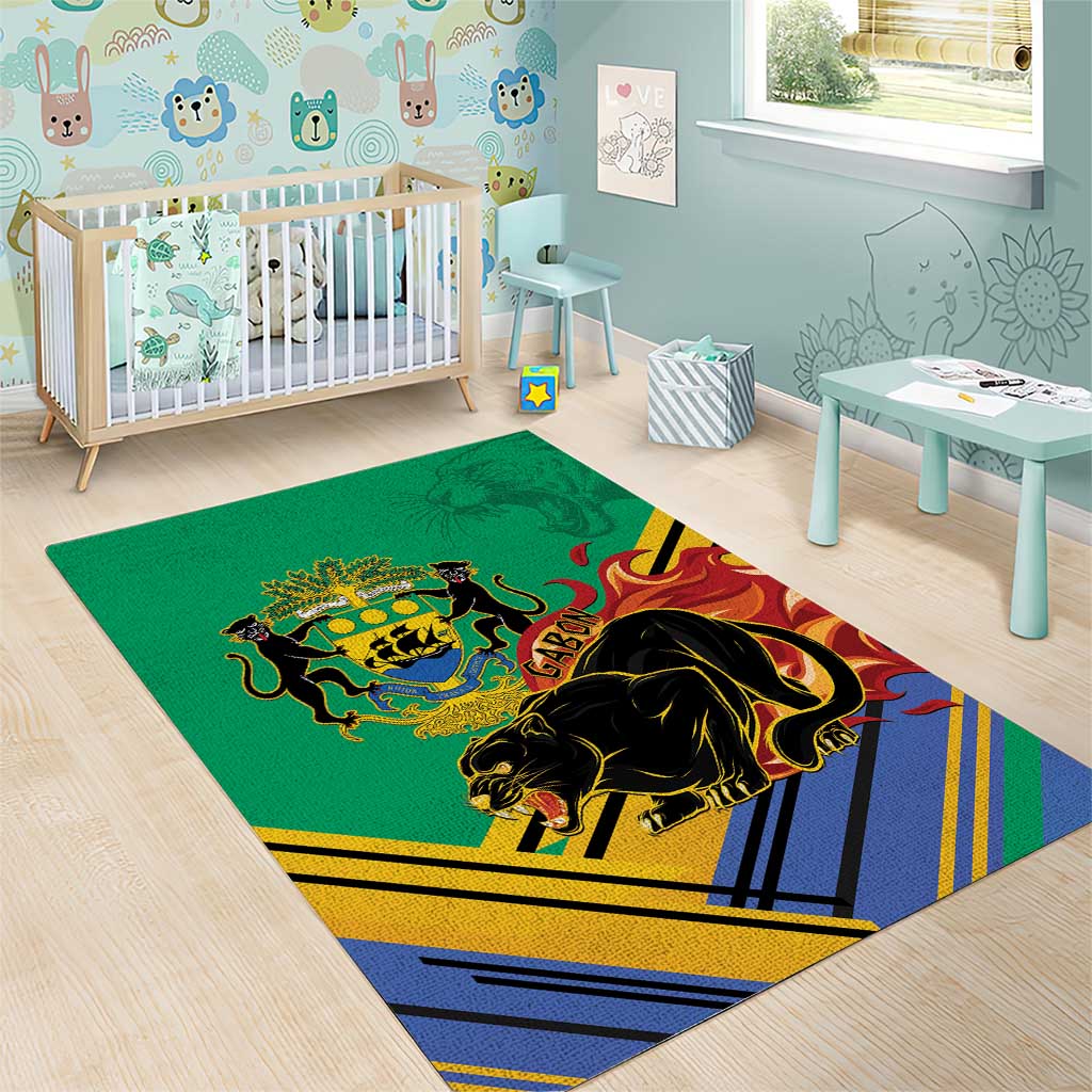 Afro Gabon Area Rug Black Panther With Coat Of Arms LT15