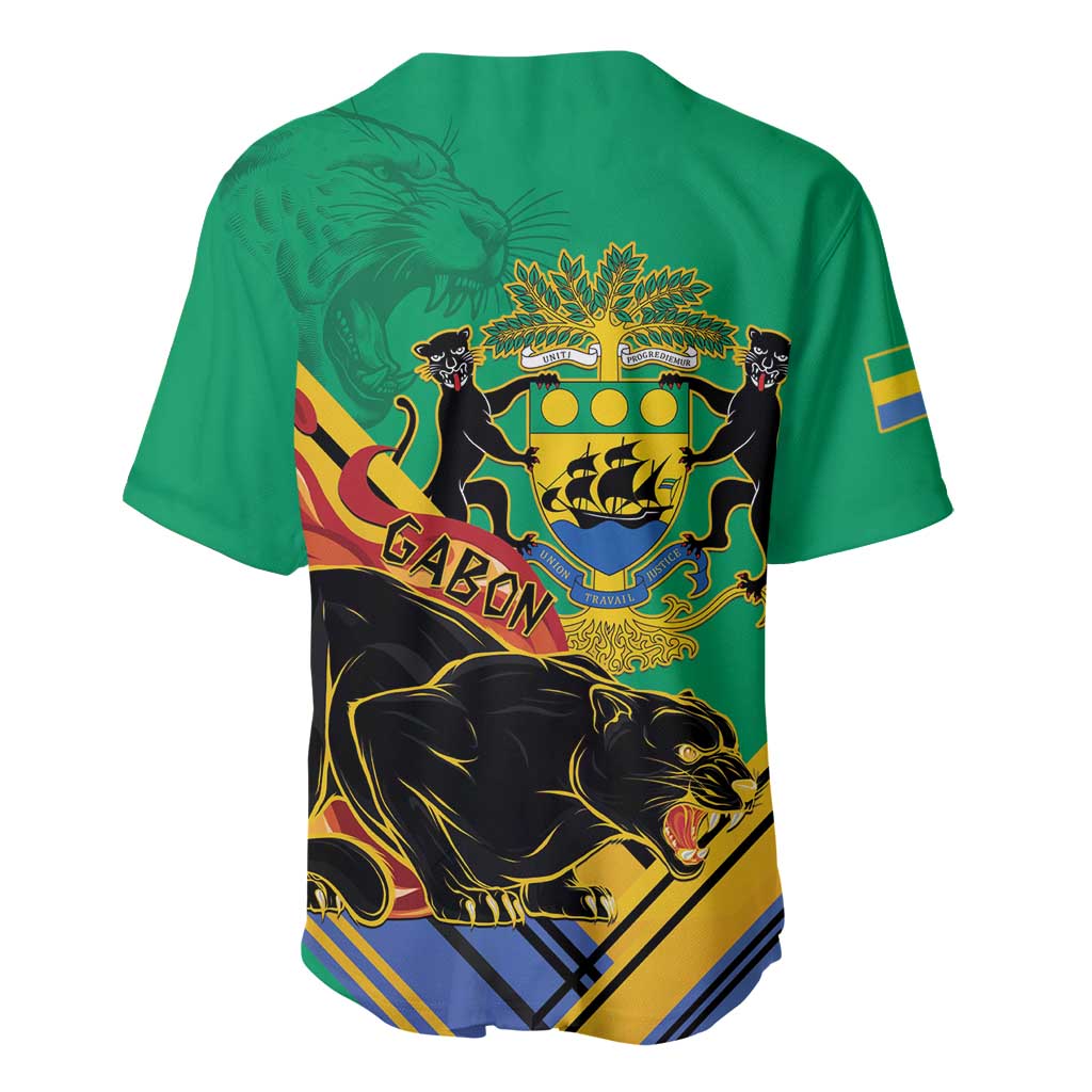 Afro Gabon Baseball Jersey Black Panther With Coat Of Arms LT15