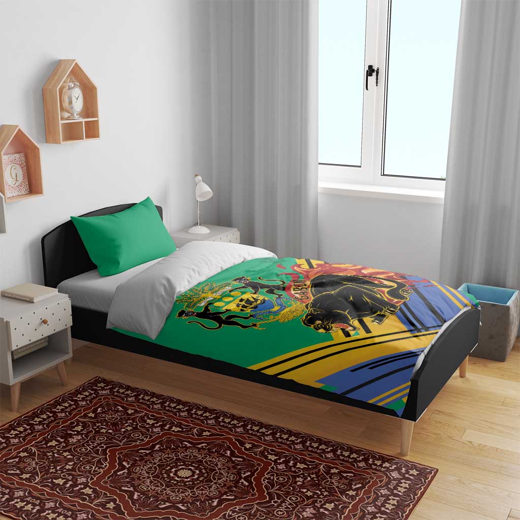 Afro Gabon Bedding Set Black Panther With Coat Of Arms LT15