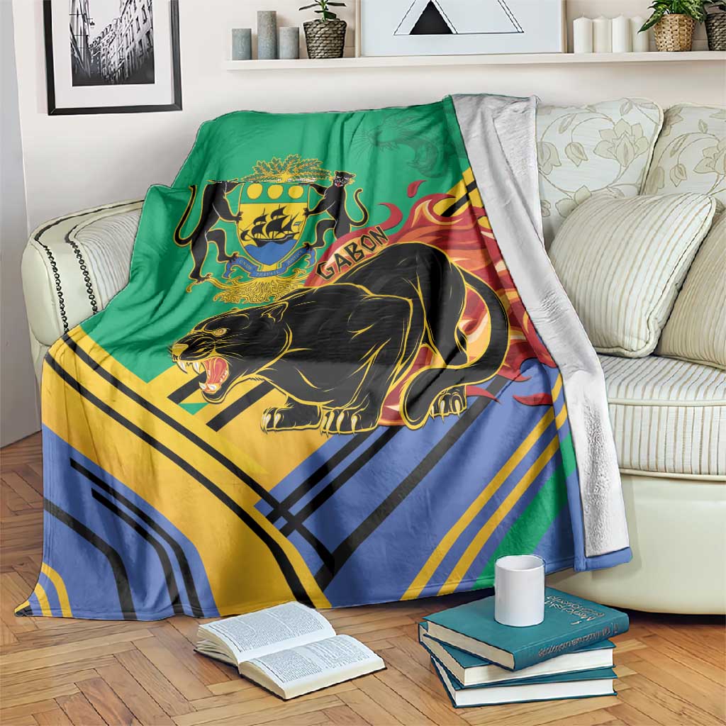Afro Gabon Blanket Black Panther With Coat Of Arms LT15