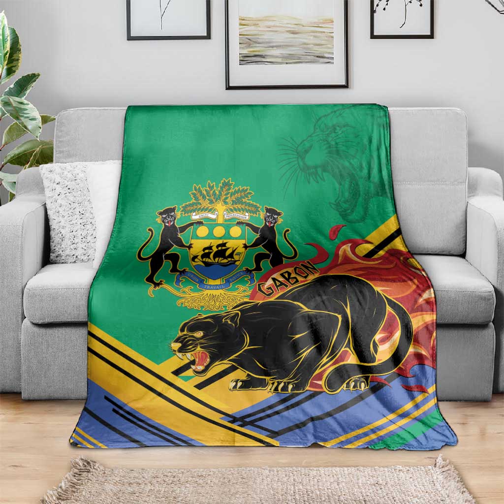 Afro Gabon Blanket Black Panther With Coat Of Arms LT15
