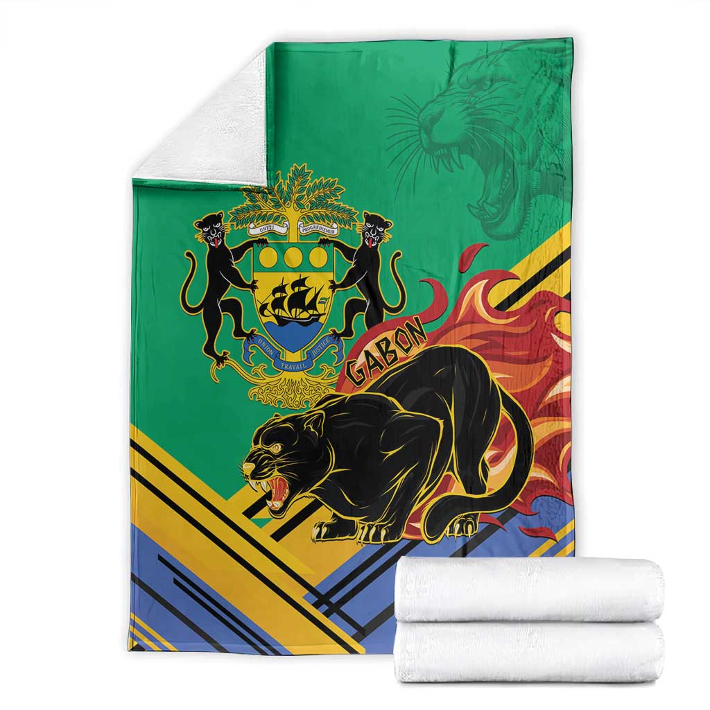 Afro Gabon Blanket Black Panther With Coat Of Arms LT15